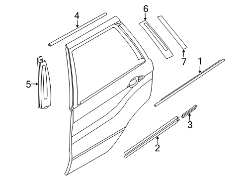 2017 BMW X6 Exterior Trim - Rear Door Weather Strip, Short, Rear Inner Diagram for 51227363041