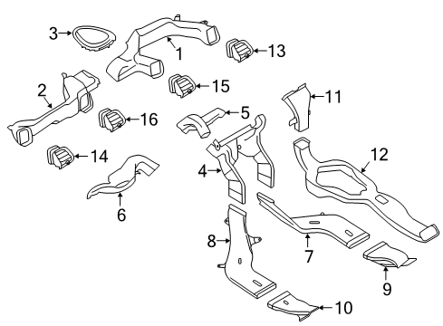 2018 Mini Cooper Clubman Instrument Panel - Ducts Adapter, Rear Compartment. Ventilation Duct Diagram for 64229263409