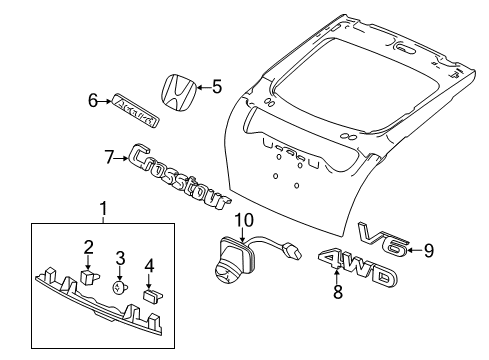 2015 Honda Crosstour Parking Aid Emblem (H) Diagram for 75701-TP6-A00