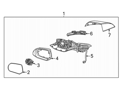 2022 Hyundai Ioniq 5 Outside Mirrors SCALP-O/S RR VIEW MIRROR, LH Diagram for 87616-GI000