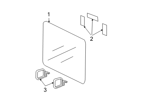 2009 Jeep Wrangler Removable Top - Glass & Hardware SPACER-Quarter Window Diagram for 55397216AA