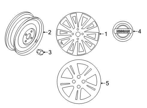 2019 Nissan Kicks Wheels, Covers & Trim Disc Wheel Cover Diagram for 40315-5RB0E