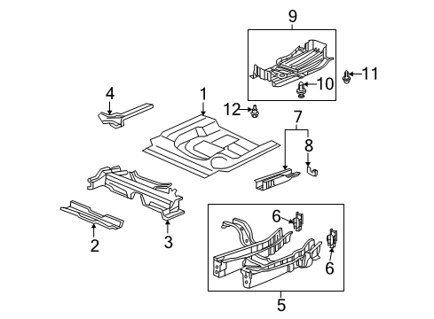 2009 Honda Fit Rear Body - Floor & Rails Bulkhead, L. RR. Frame End Diagram for 65663-TK6-A00ZZ