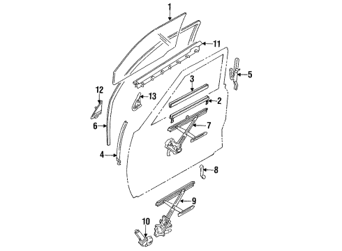 1992 Toyota Pickup Door & Components Glass Run Diagram for 68151-89107