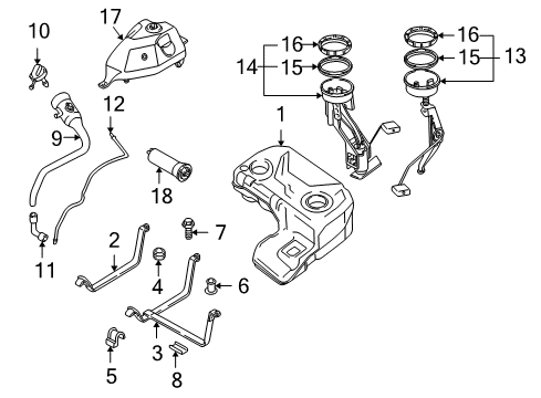 2002 BMW X5 Fuel Supply Holding Strap Right Diagram for 16111184551
