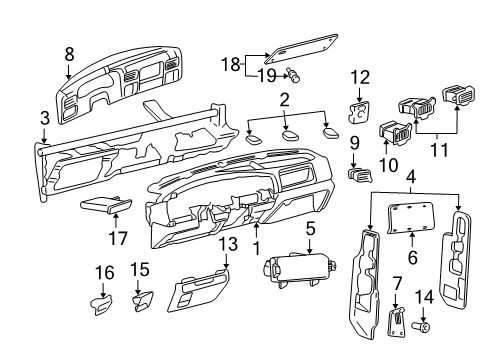 1999 Ford F-350 Super Duty Instrument Panel Cup Holder Diagram for YC3Z-2513560-CAG