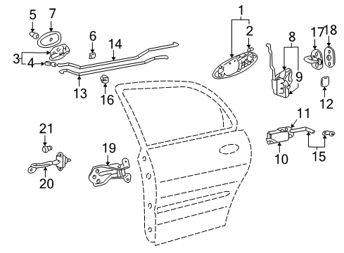 2001 Hyundai XG300 Rear Door Rear Exterior Door Handle Assembly, Left Diagram for 83650-39000