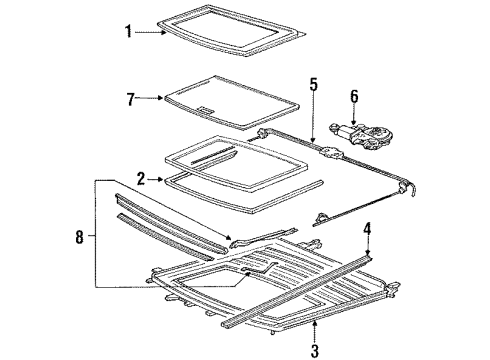 1988 Acura Integra Sunroof Motor Assembly, Roof Diagram for 71960-SB6-983