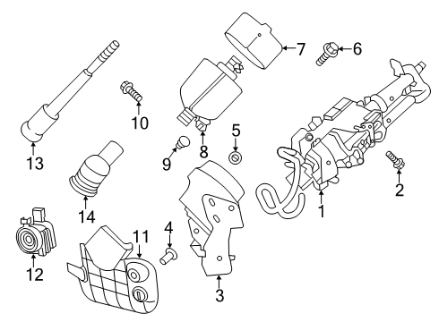 2021 INFINITI QX50 Steering Column & Wheel, Steering Gear & Linkage Cover Assy-Hole Diagram for 48950-5NF0A