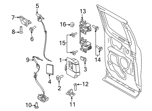 2021 Ford F-150 Rear Door Hinge Assembly Diagram for FL3Z-1826801-B