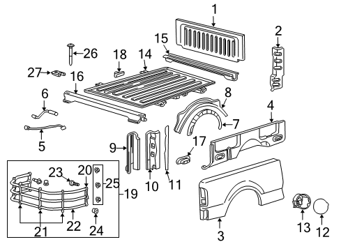 2005 Ford F-150 Front & Side Panels, Floor Filler Pipe Bracket Diagram for F65Z-9040-AB