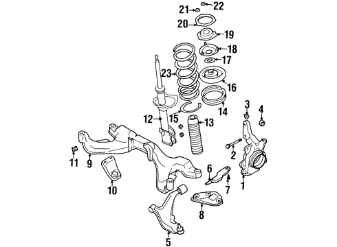 1996 Infiniti I30 Front Suspension Components, Lower Control Arm, Stabilizer Bar Nut Diagram for 01223-00301