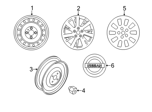 2018 Nissan Sentra Wheels, Covers & Trim Spare Tire Wheel Assembly Diagram for 40300-3RC0D