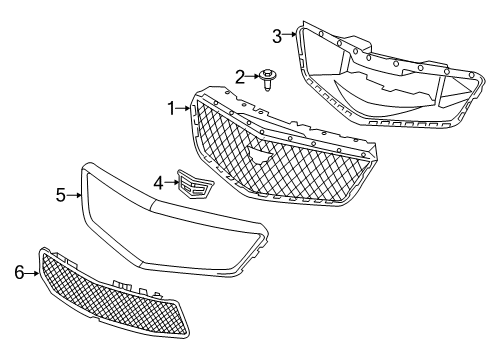 2017 Cadillac CTS Grille & Components Lower Grille Diagram for 23185913
