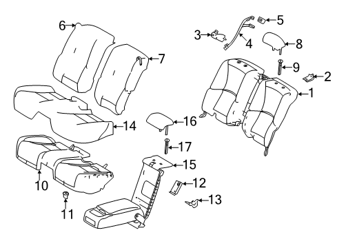 2021 Lexus LS500 Rear Seat Components Cover Sub-Assy, RR S Diagram for 71075-50P40-A1