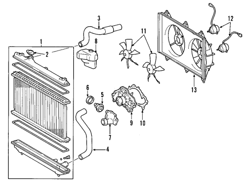 2007 Toyota Highlander Cooling System, Radiator, Water Pump, Cooling Fan Water Pump Assembly(For Heater) Diagram for 87200-48050