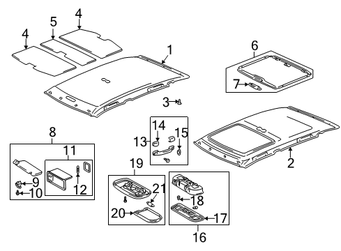 2001 Lexus IS300 Interior Trim - Roof Bulb Diagram for 90981-12014