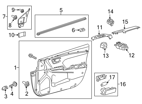 2015 Toyota Camry Front Door Belt Weatherstrip Diagram for 68172-06150