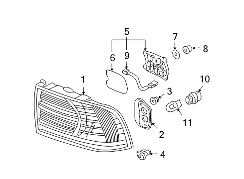 2007 Acura TL Bulbs Lamp Unit, Driver Side Diagram for 33551-SEP-A12