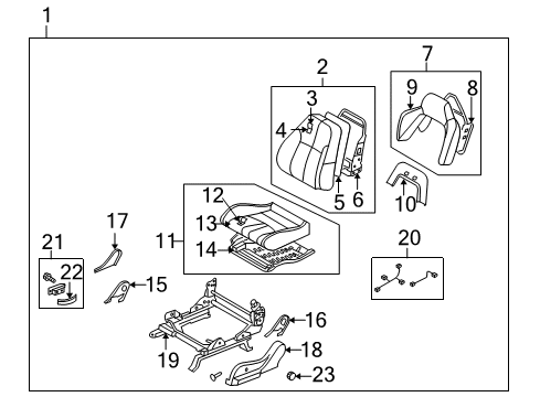 2005 Nissan 350Z Power Seats Cushion Assy-Front Seat Diagram for 87350-CD070