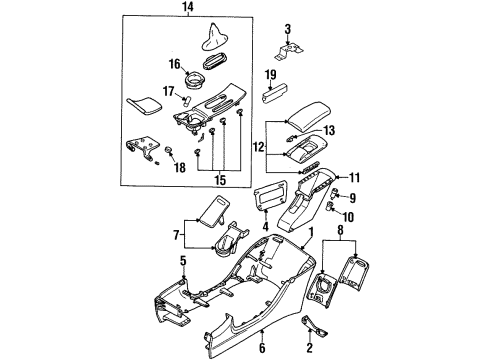 1998 Oldsmobile Achieva Floor Console Holder Asm-Front Floor Console Rear Cup *Graphite Diagram for 22599246