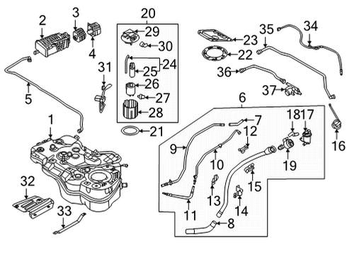 2022 Hyundai Tucson Fuel System Components Packing-Fuel Pump Diagram for 31115-A9000