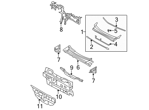2009 Hyundai Santa Fe Cowl Pad Assembly-Isolation Dash Panel Diagram for 84120-0W000