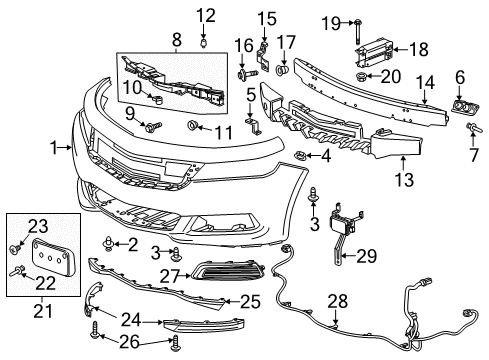 2019 Chevrolet Impala Lane Departure Warning Lower Deflector Diagram for 22990242