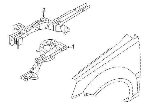 2011 Kia Rio5 Structural Components & Rails Panel Assembly-Fender Apron Diagram for 645011G300
