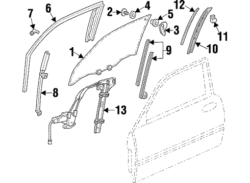1998 Acura CL Door & Components Sash Assembly, Driver Side Door Center (Lower) Diagram for 72266-SV2-000