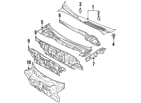 1995 Chrysler Sebring Cowl Pad-Dash Panel Diagram for MR148264