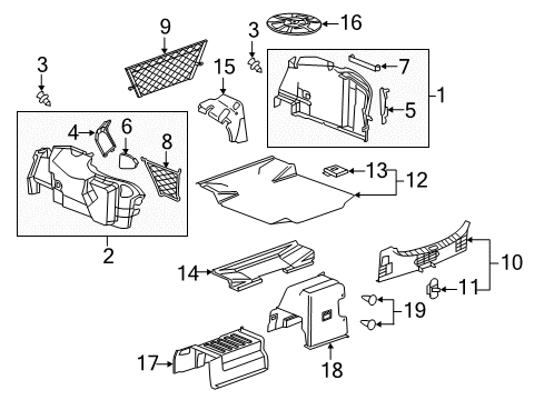 2012 Buick Regal Interior Trim - Rear Body Floor Mat Handle Diagram for 13308234