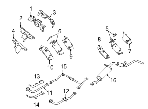 2003 Nissan Frontier Exhaust Manifold Front Exhaust Tube Assembly Diagram for 20015-8Z500