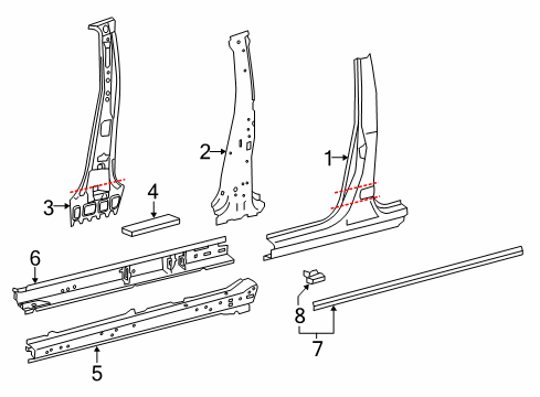 2015 Toyota RAV4 Center Pillar & Rocker Inner Center Pillar Diagram for 61035-0R010