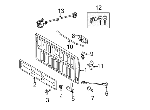 2007 Toyota Tundra Tail Gate Cylinder & Keys Diagram for 69055-0C010