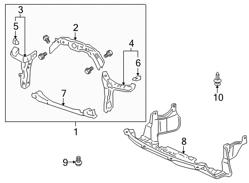 2007 Honda CR-V Radiator Support Frame Set, Front Bulkhead (Upper) Diagram for 04602-SXS-A00ZZ