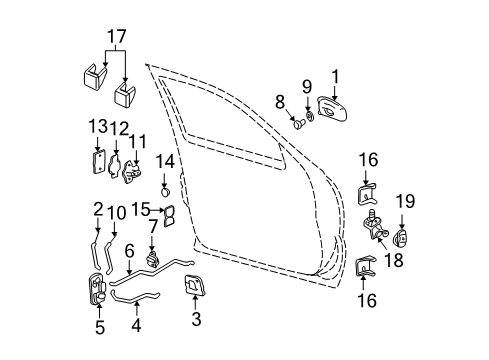 2004 GMC Sierra 2500 Front Door - Lock & Hardware Handle Asm-Rear Side Door Inside Diagram for 15029903