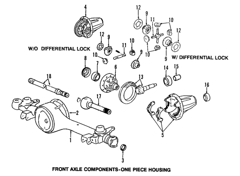 1996 Toyota Land Cruiser Front Axle, Differential, Propeller Shaft Axle Housing Seal Diagram for 90310-35010