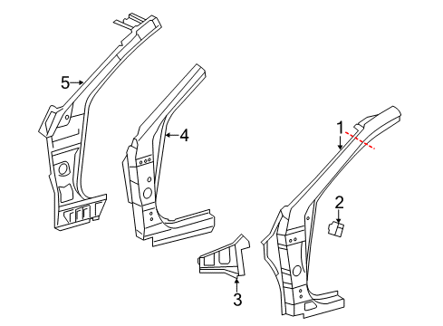 2017 Lexus ES350 Hinge Pillar R/F S/B, Front Body Pillar Diagram for 61108-33909