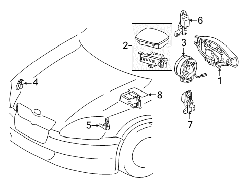 2003 Toyota Echo Air Bag Components Clock Spring Diagram for 84306-52020