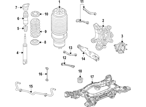 2021 Jeep Grand Cherokee L Rear Suspension, Lower Control Arm, Ride Control, Stabilizer Bar, Suspension Components Stabilizer Bar Diagram for 68413984AB