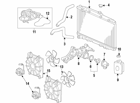 2010 Acura ZDX Cooling System, Radiator, Water Pump, Cooling Fan Shroud Complete , Sub Diagram for 38615-RP6-A01