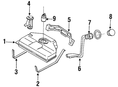 1991 Nissan Stanza Fuel Supply Filler Pipe Diagram for 17221-65E25