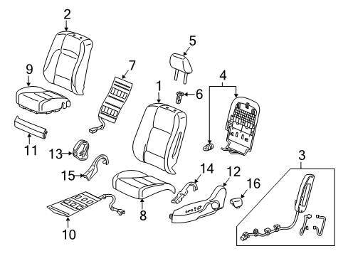 2011 Acura ZDX Heated Seats Heater, Left Front Seat Cushion Diagram for 81534-SZN-A01