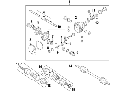 2017 Nissan GT-R Front Axle, Axle Shafts & Joints, Differential, Drive Axles, Propeller Shaft Shaft Assy-Front Drive, LH Diagram for 39101-JF00A