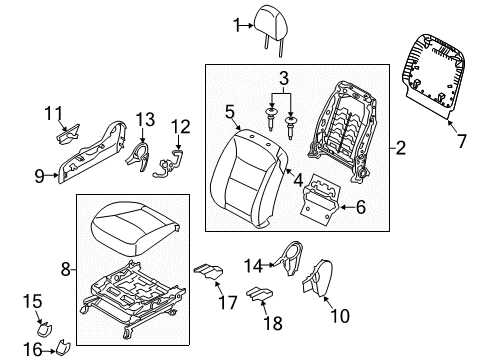 2013 Kia Sorento Passenger Seat Components Cushion Assembly-Front Seat Diagram for 882001U221SAL