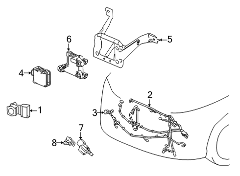 2022 Acura MDX Electrical Components - Front Bumper *39680-TZA-J01ZZ Diagram for 39680-TZA-J01ZT