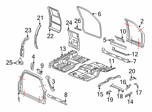 2000 GMC Sierra 1500 Uniside Side Panel Diagram for 15049277