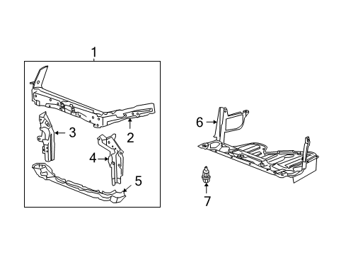 2009 Honda Accord Radiator Support, Splash Shields Bulkhead, Front Diagram for 60400-TA0-A00ZZ