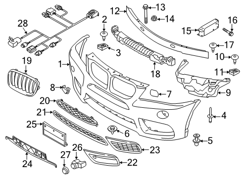 2013 BMW X3 Front Bumper Grid Lateral Right Diagram for 51118048110